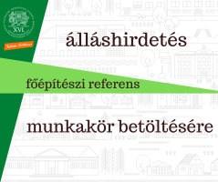 A kreatívon olvasható szöveg: álláshirdetés főépítészi referens munkakör betöltésére